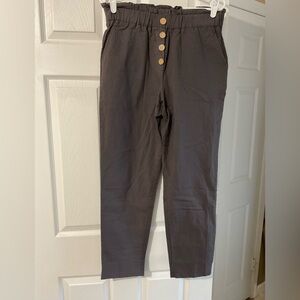 Ni min Gray Button-Front Pants